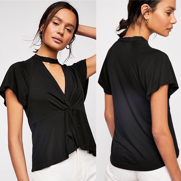 Free People Tops - Free People Just a Twist Black Tee